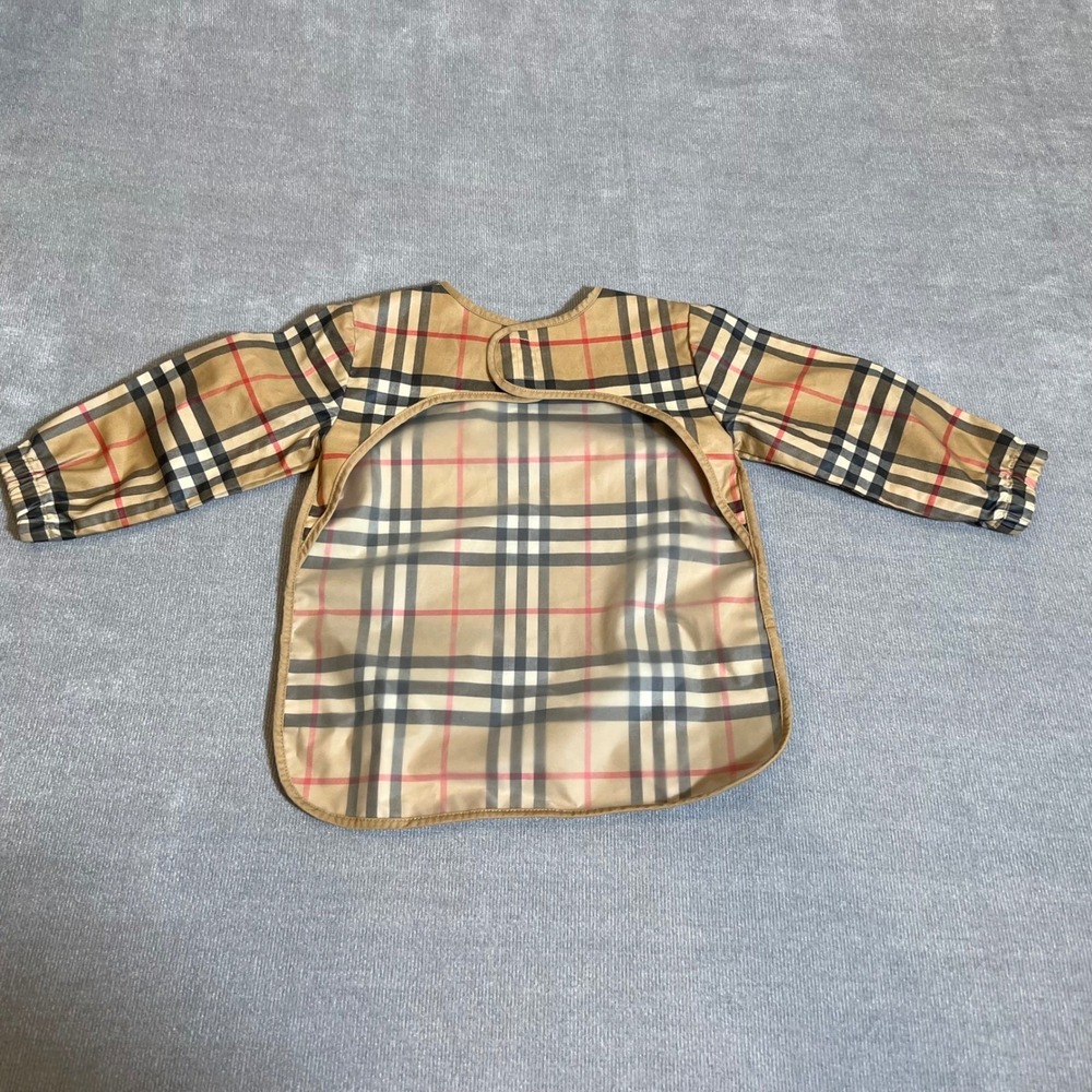 Burberry Baby Check Long Sleeve Bib Smock Archive Beige Polyurethane Coat - Picture 5 of 5
